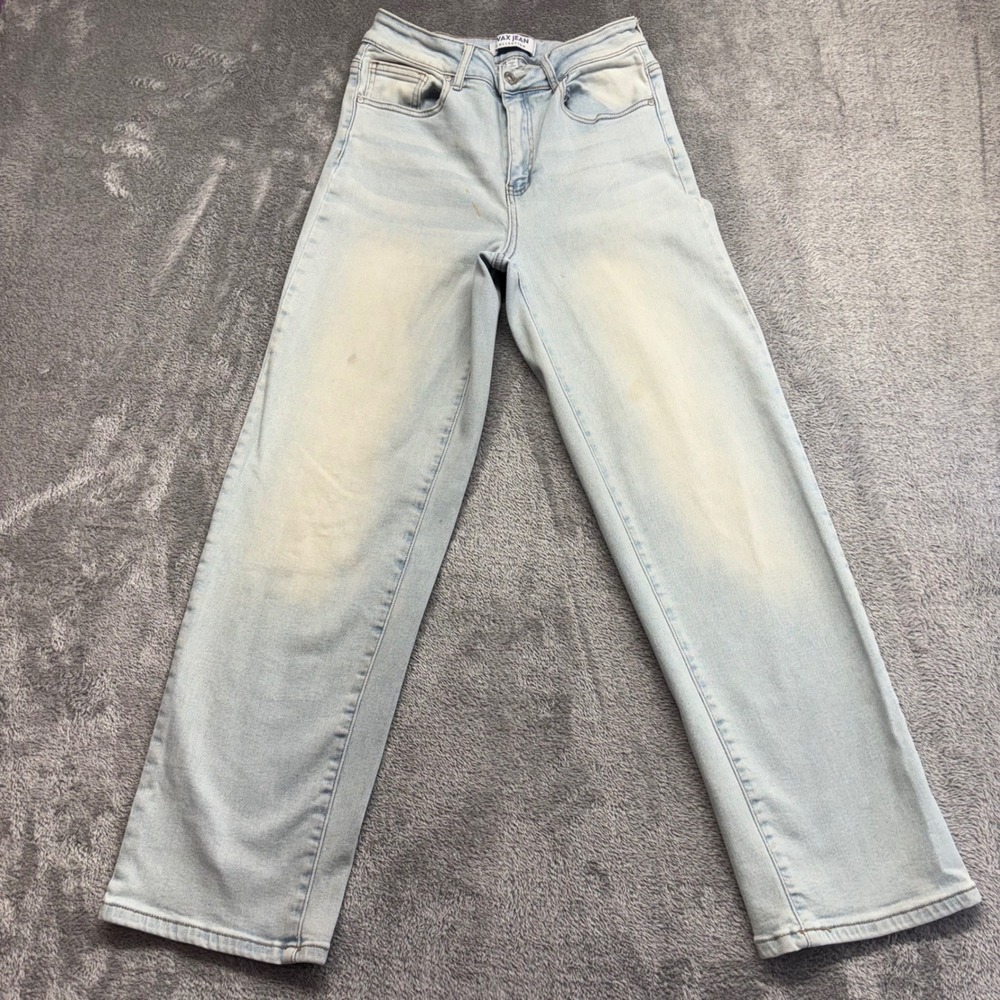 Wax Jean Straight Leg Jeans Womens 7/28 Light Blue Good High Rise Zip Fly‎ 90333